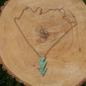 Mint & Gold Southwest Aztec Design Necklace